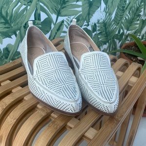 Vince Camuto white leather loafers, Size 8